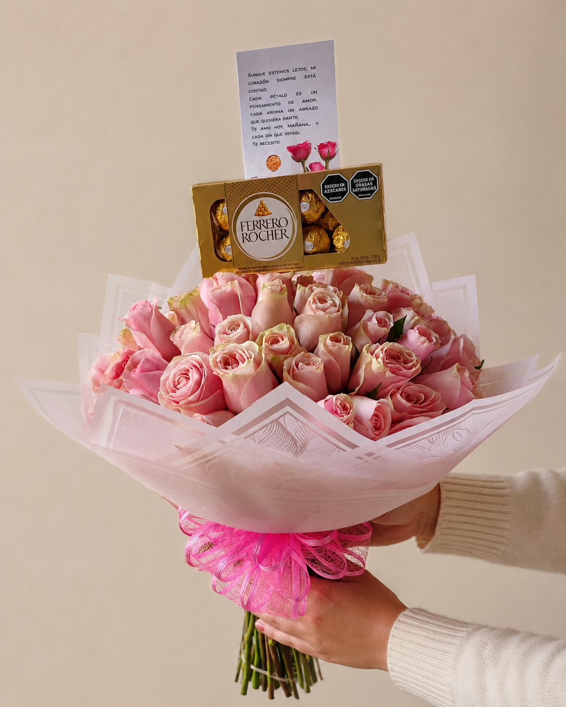 Ramo Premium "Dulce Idilio": Rosas Rosadas y Ferrero Rocher