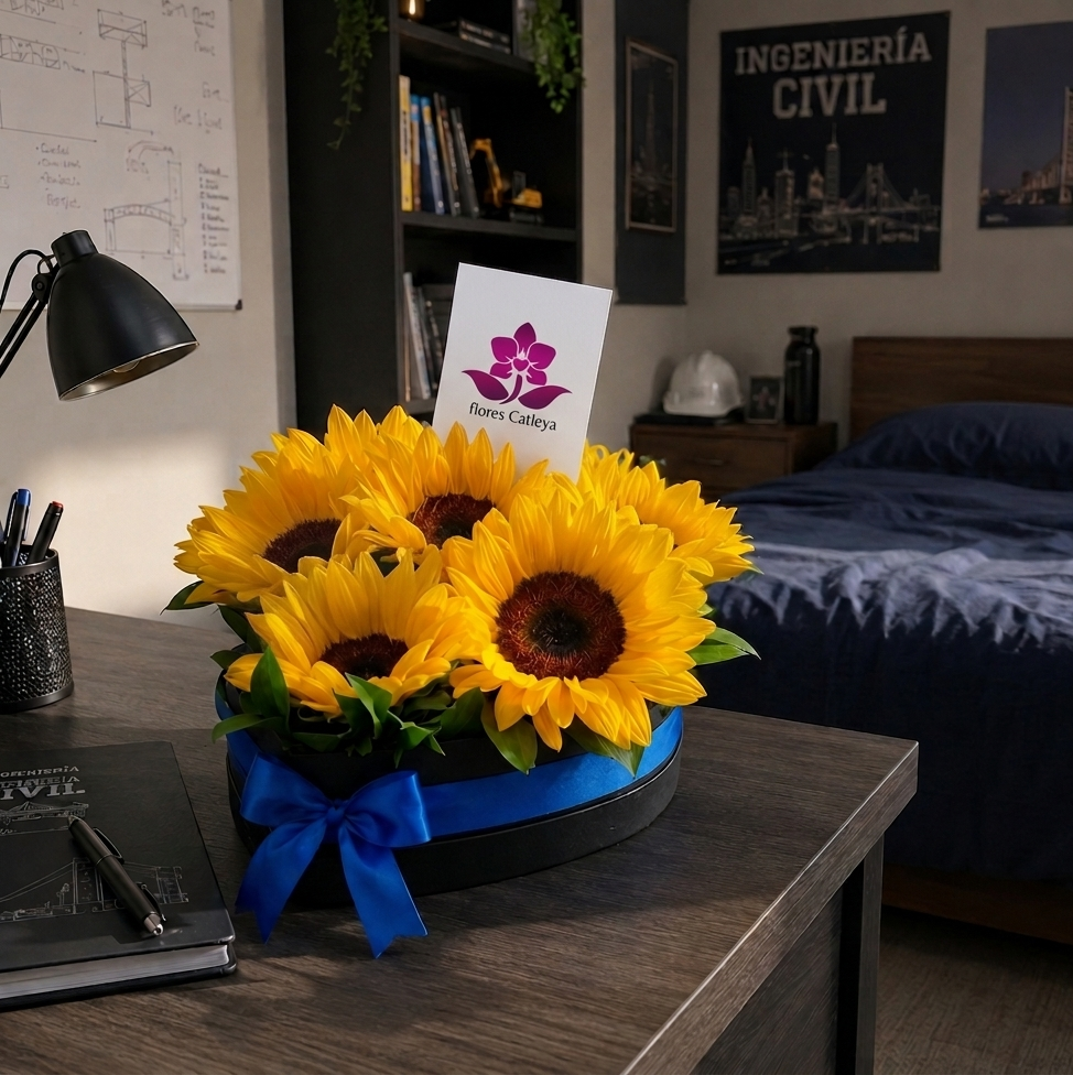 Caja "Energía y Triunfo": Girasoles Premium para Hombre