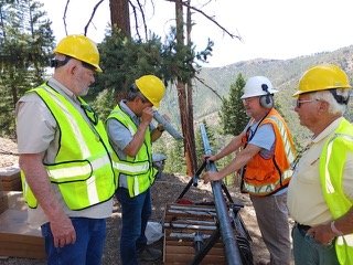 Drilling at Superior Hole S21-7, July 14, 2021
The US Copper technical team (Scott Jennings, Bob Suda, John Gartner, and George Cole) are examining core just recovered from the drill.