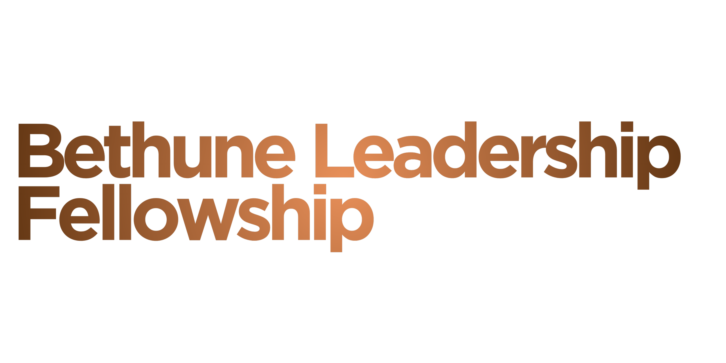 Word cloud in brown text with terms such as Bethune Leadership and Fellowship.