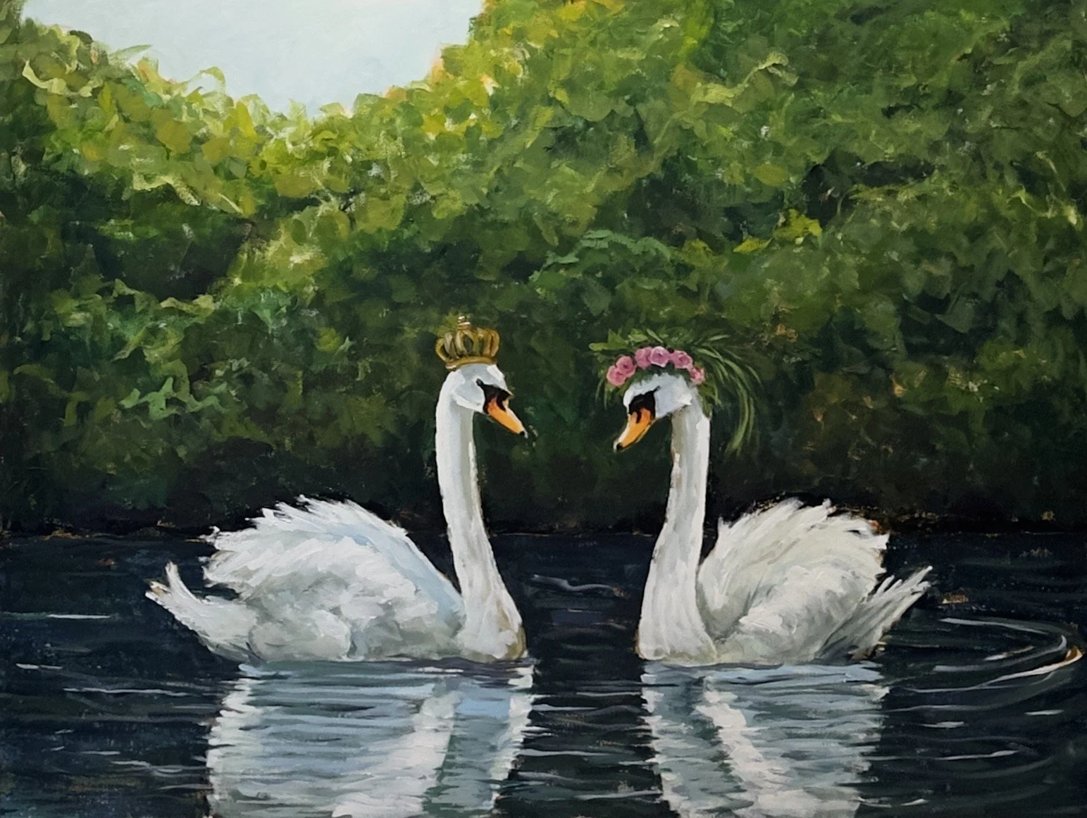 The Royal Courtship | Swan Painting | 30x40"