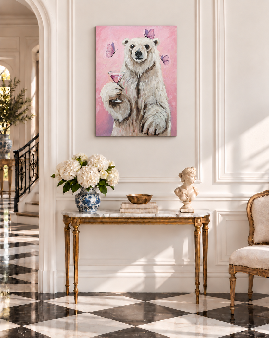 Polar Bear Canvas Above Gold Console.png
