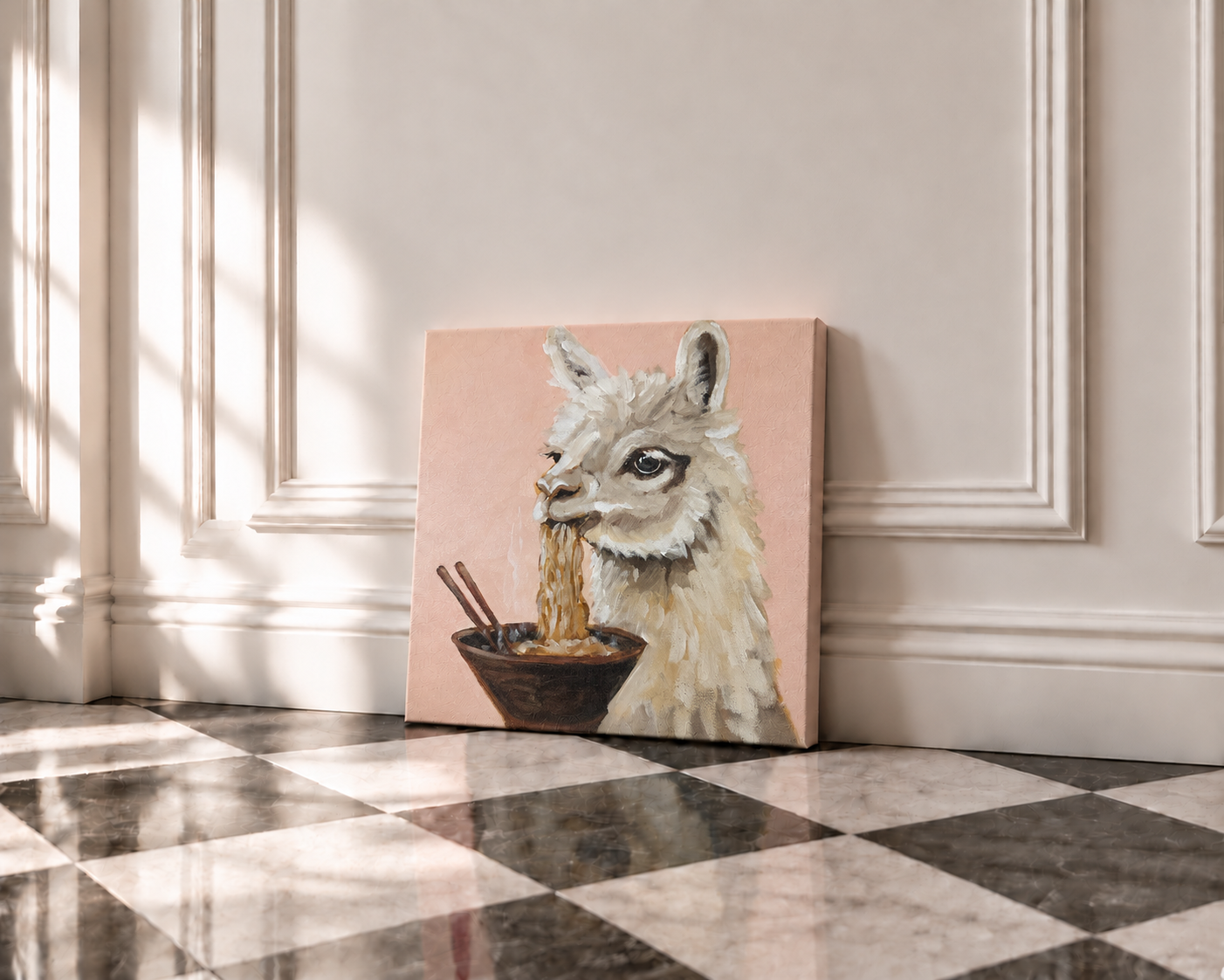 Llama Noodles Canvas in Warm Gallery.png