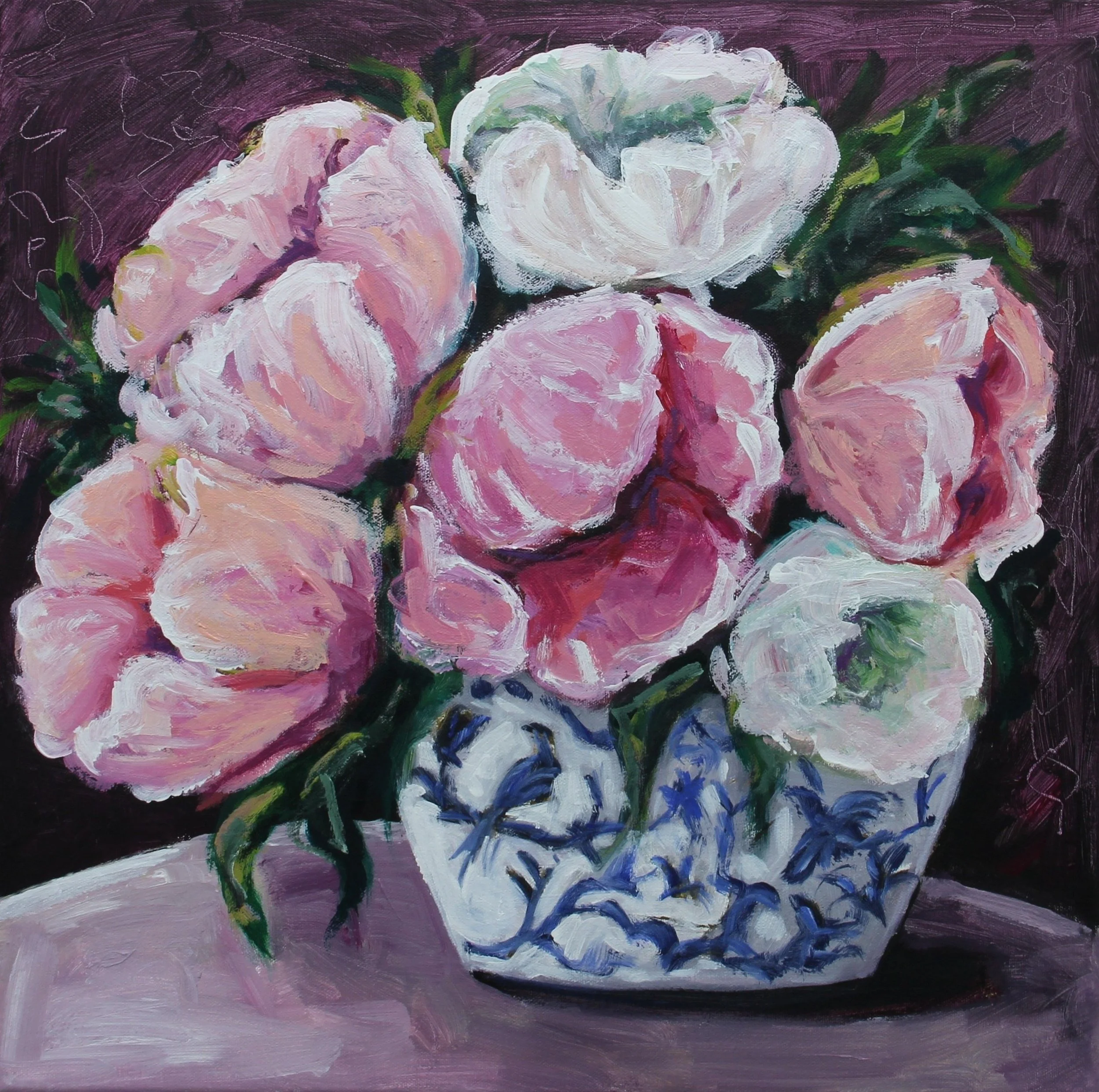 PINK PEONIES | 20x20"