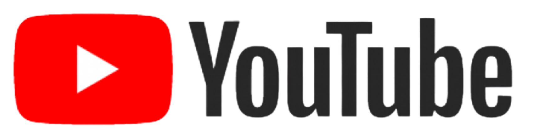 YouTube logo with a red play button icon and the word 'YouTube' in black.