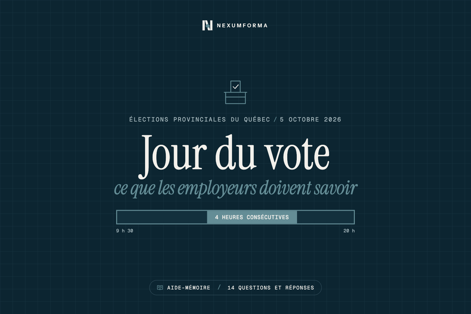 Élections du 5 octobre 2026: Obligations de l’employeur à l’égard du droit de vote durant les heures de travail