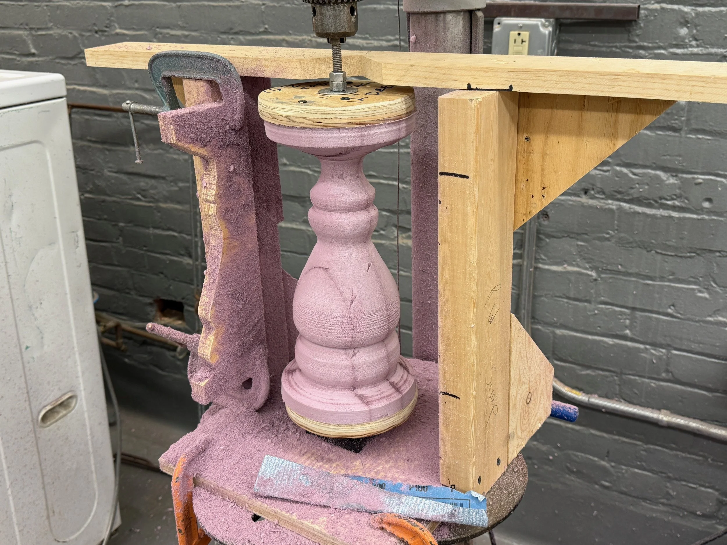 candlestick: drill press lathe setup