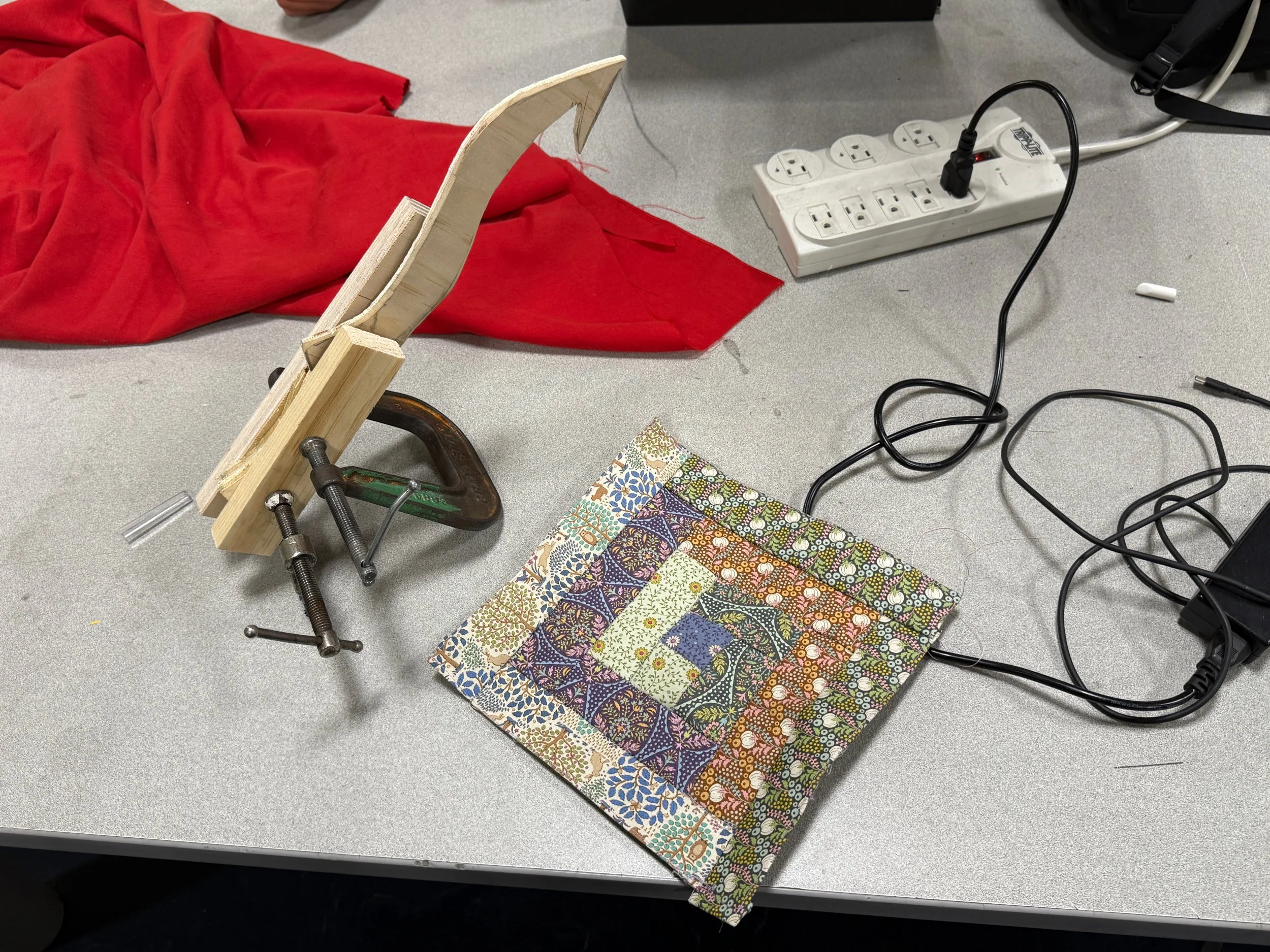 knife and quilt piece