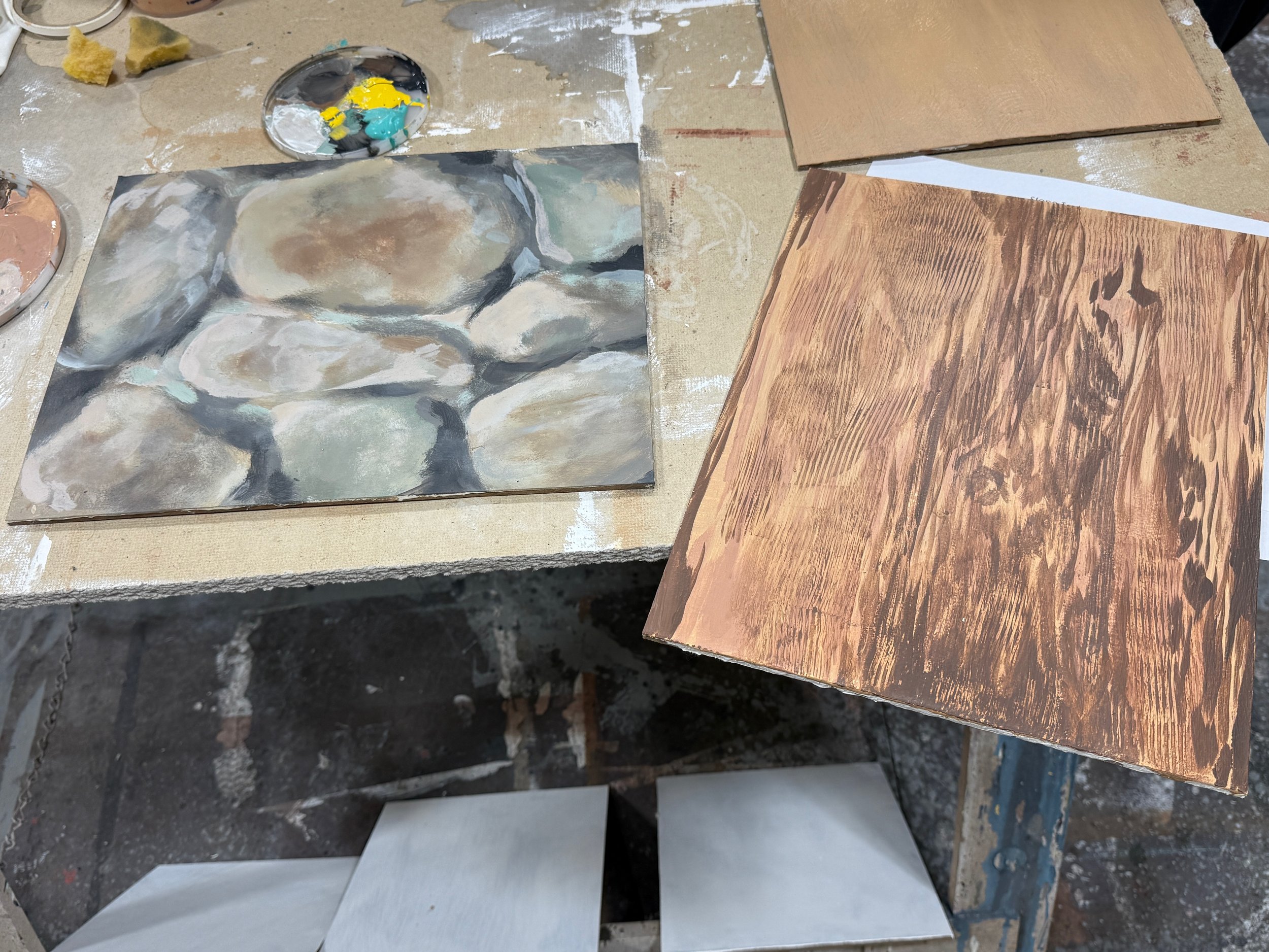 painted textures: wood and stone process
