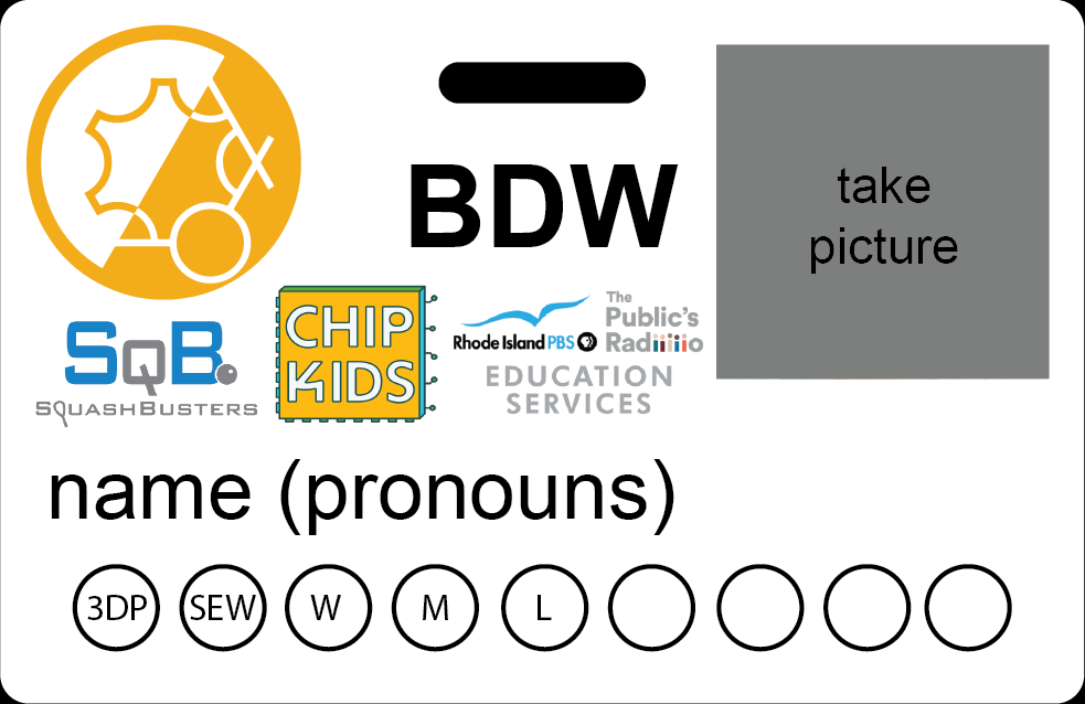 brown design workshop (bdw), squashbusters, chip kids, rhode island pbs education collab id card