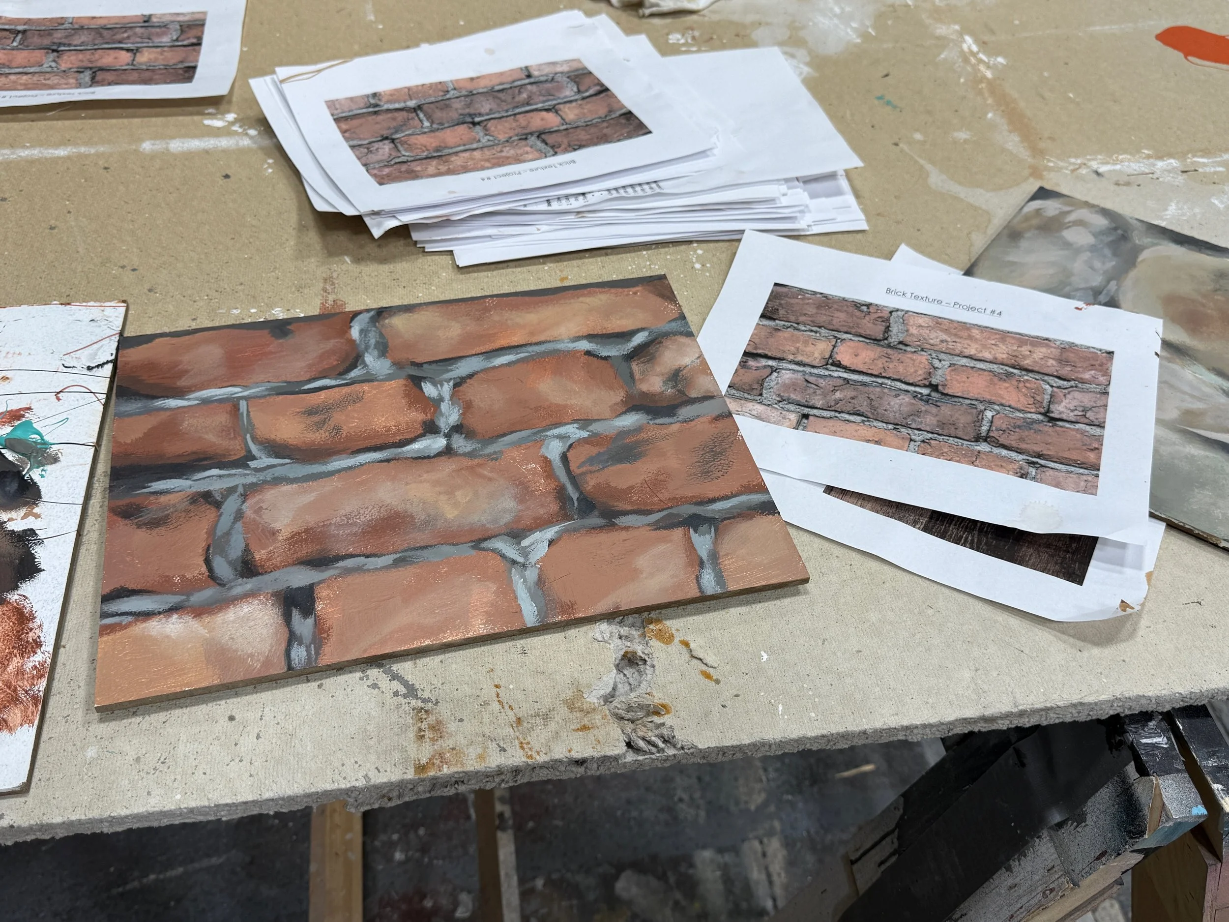 painted textures: brick process