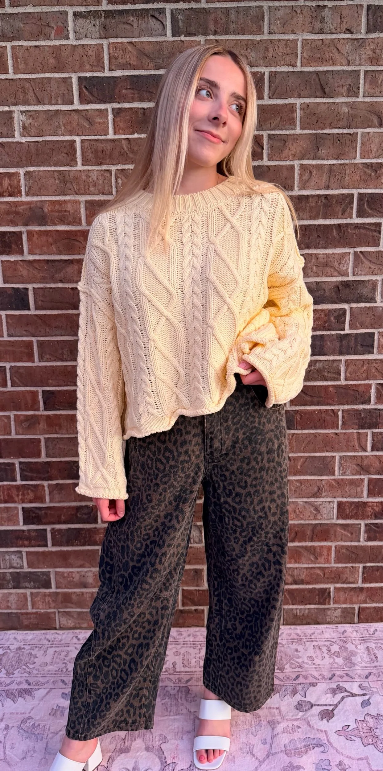 Oversized Cropped Knit Sweater