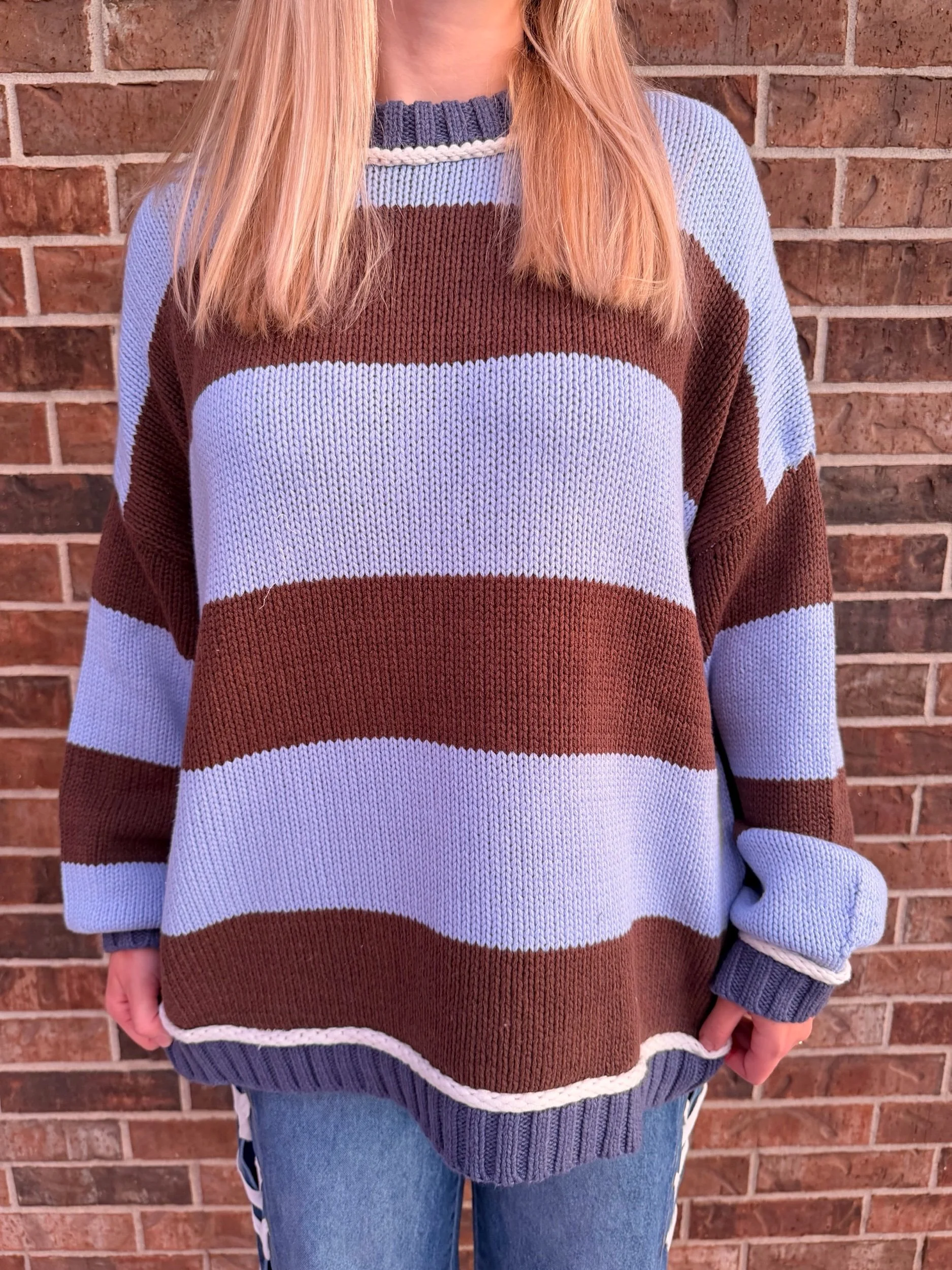 Oversized Stripe Crew Neck Sweater