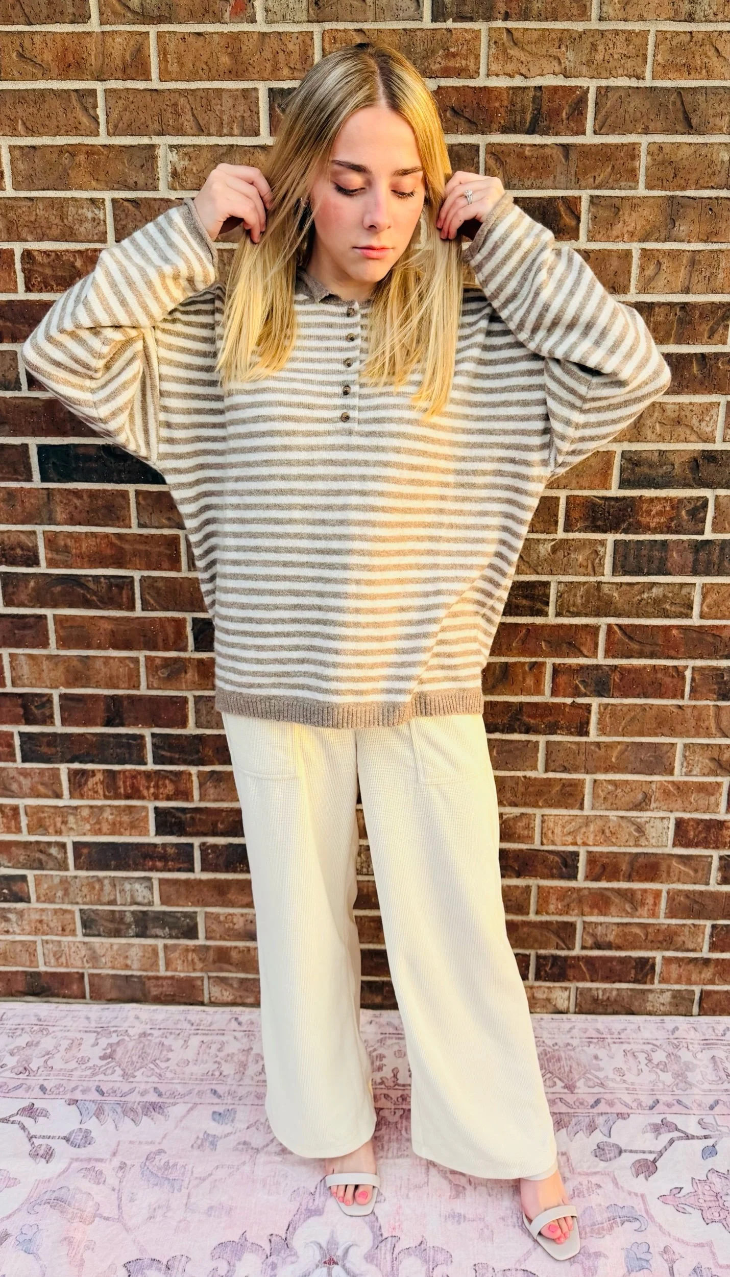 Waffle Knit Wide Leg Pants