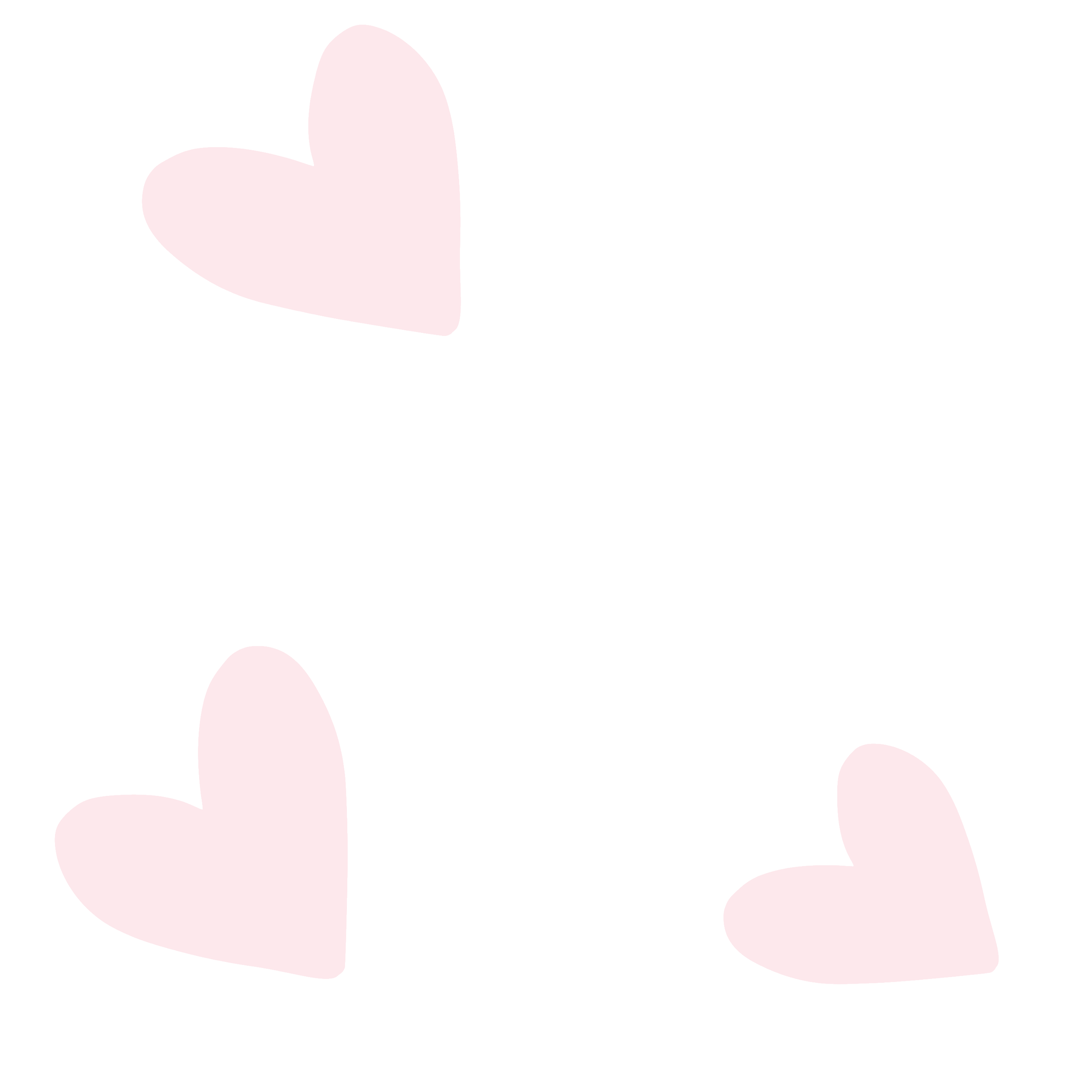 Three pink hearts on a white background.