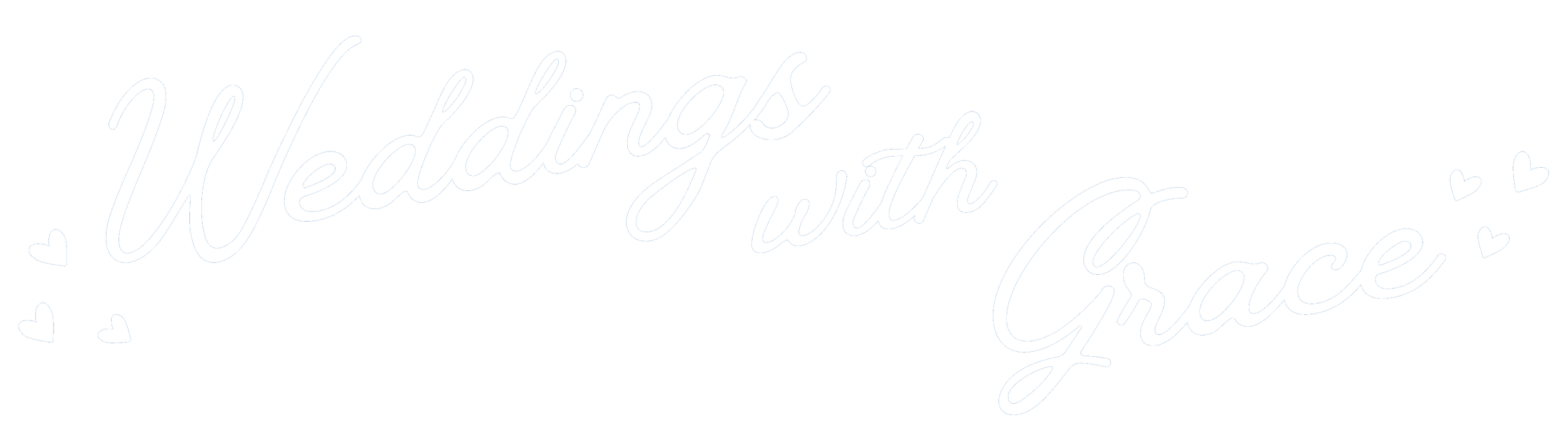 "Weddings with Grace" logo in a cursive font with small heart accents.
