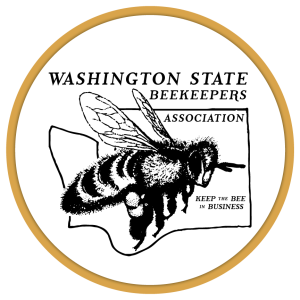 Logo for Washington State Beekeepers Association featuring a detailed illustration of a bee