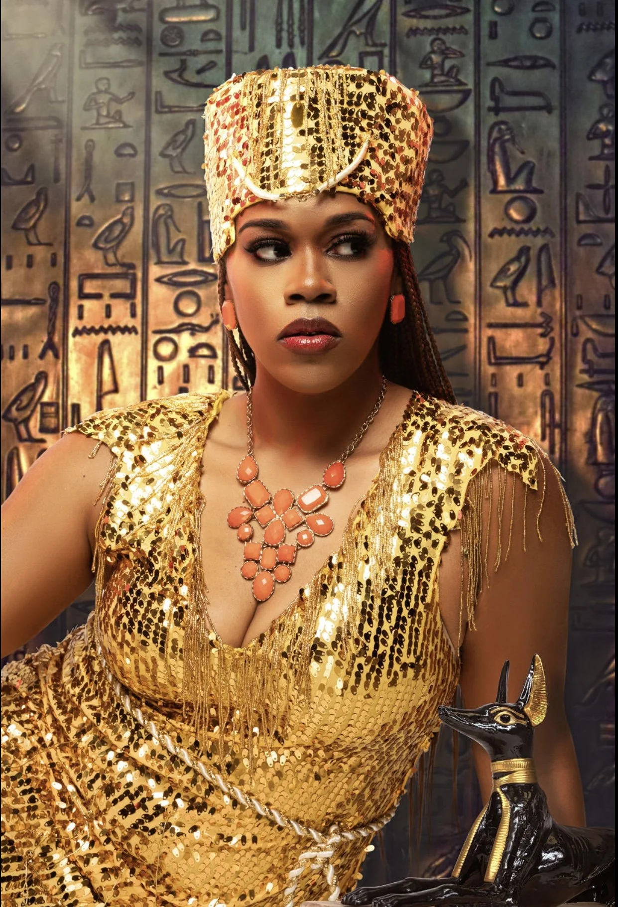 Custom dress and hat by Stylist Rita B, brand shoot styling by Stylist Rita B.