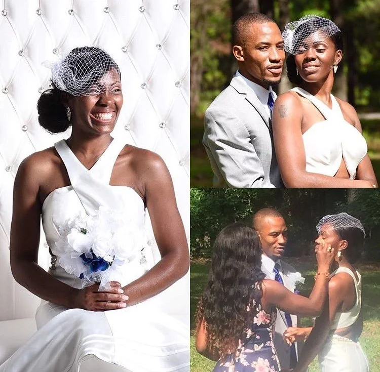 On-set styling, makeup, wedding dress alterations, and wedding reception dress custom designed by Stylist Rita B.
