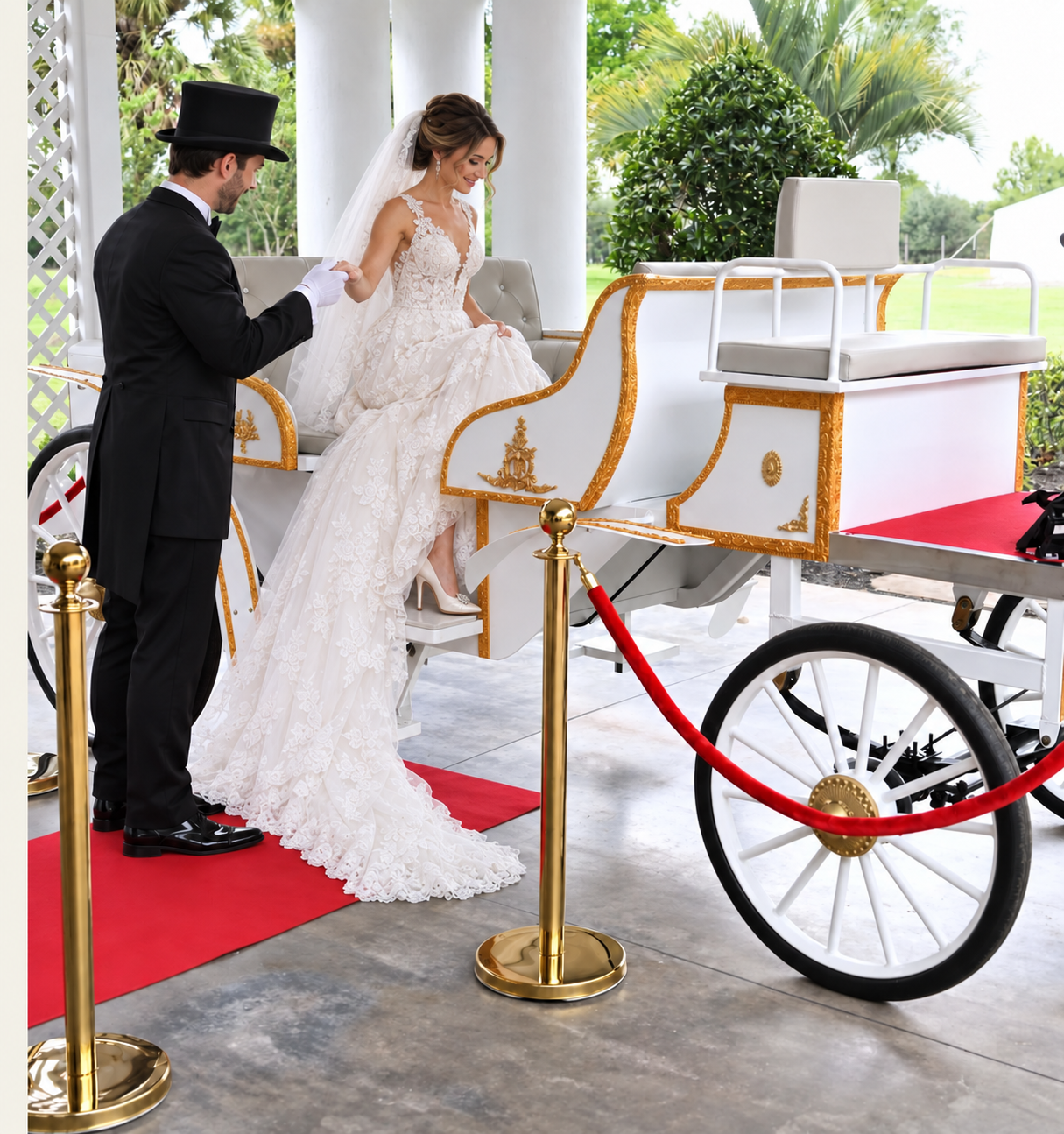 Bride boarding the rear carriage bench.png