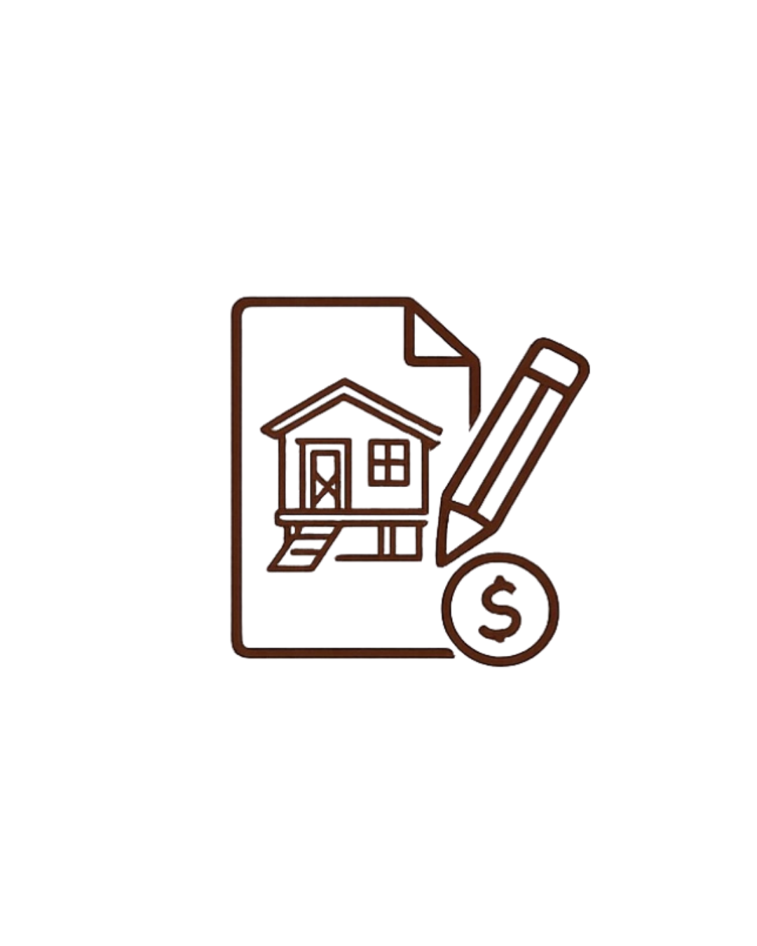 Icon of a house inside a mobile phone screen with a pencil and a dollar sign.