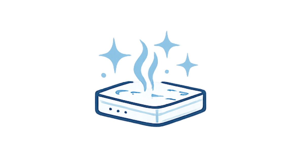 Clean and disinfected wireless router with steam and sparkle effects