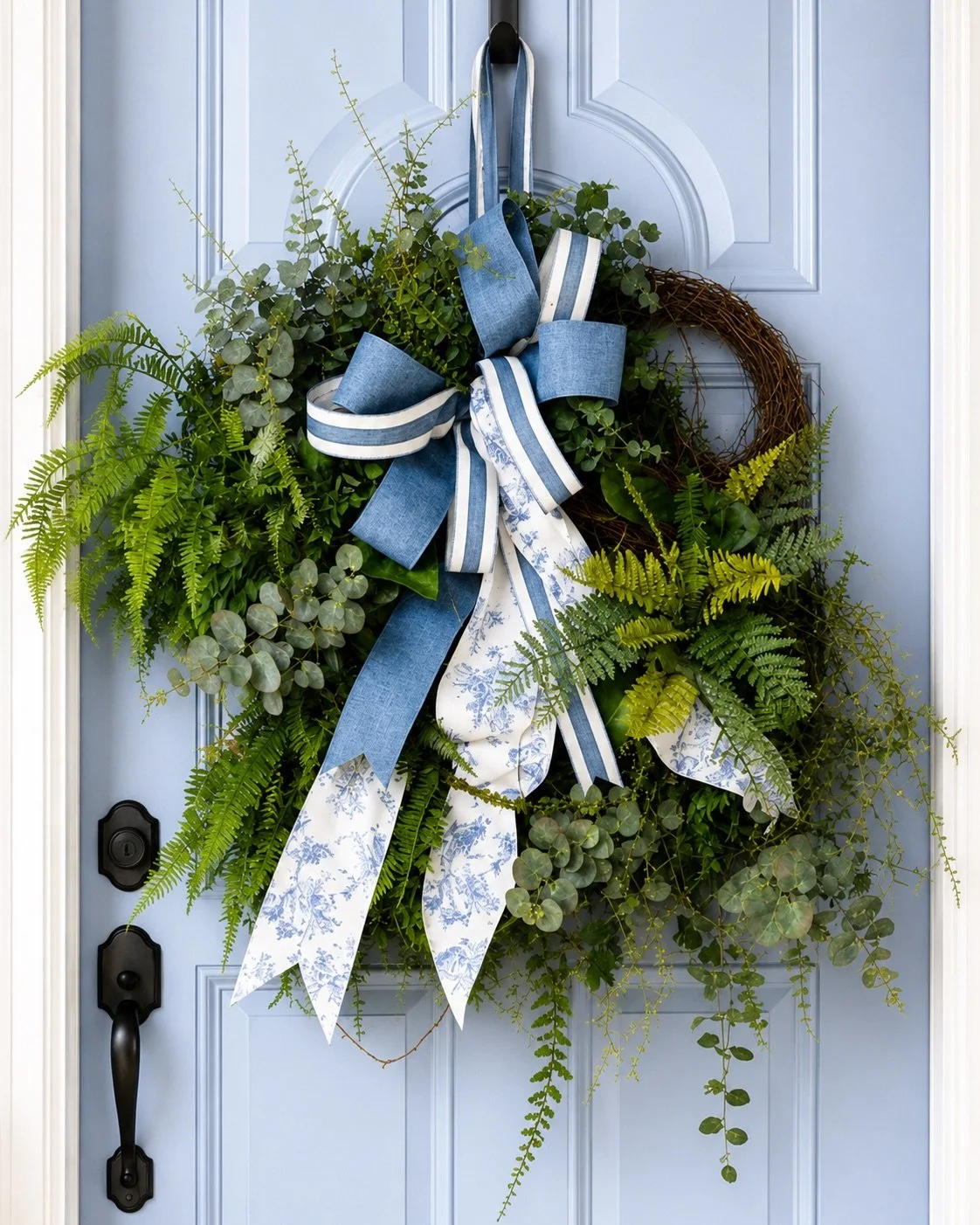 Blue & Green Fern Wreath