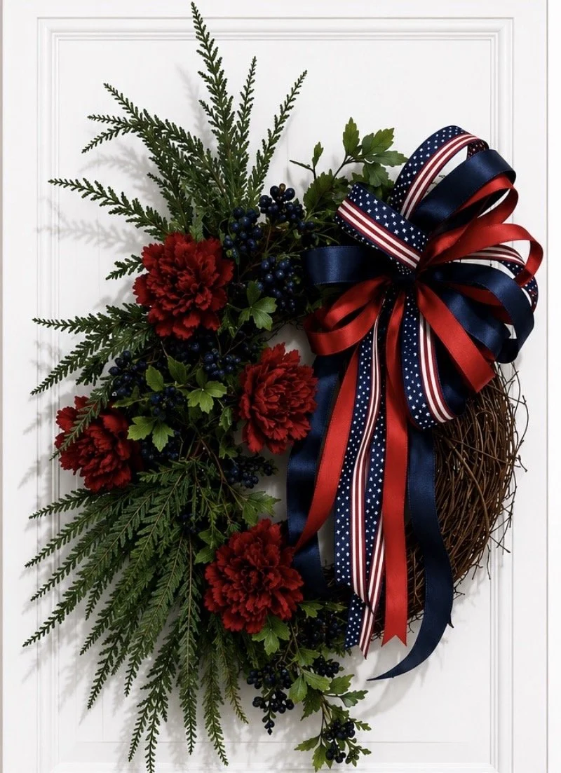 Red White Blue Stripes Wreath