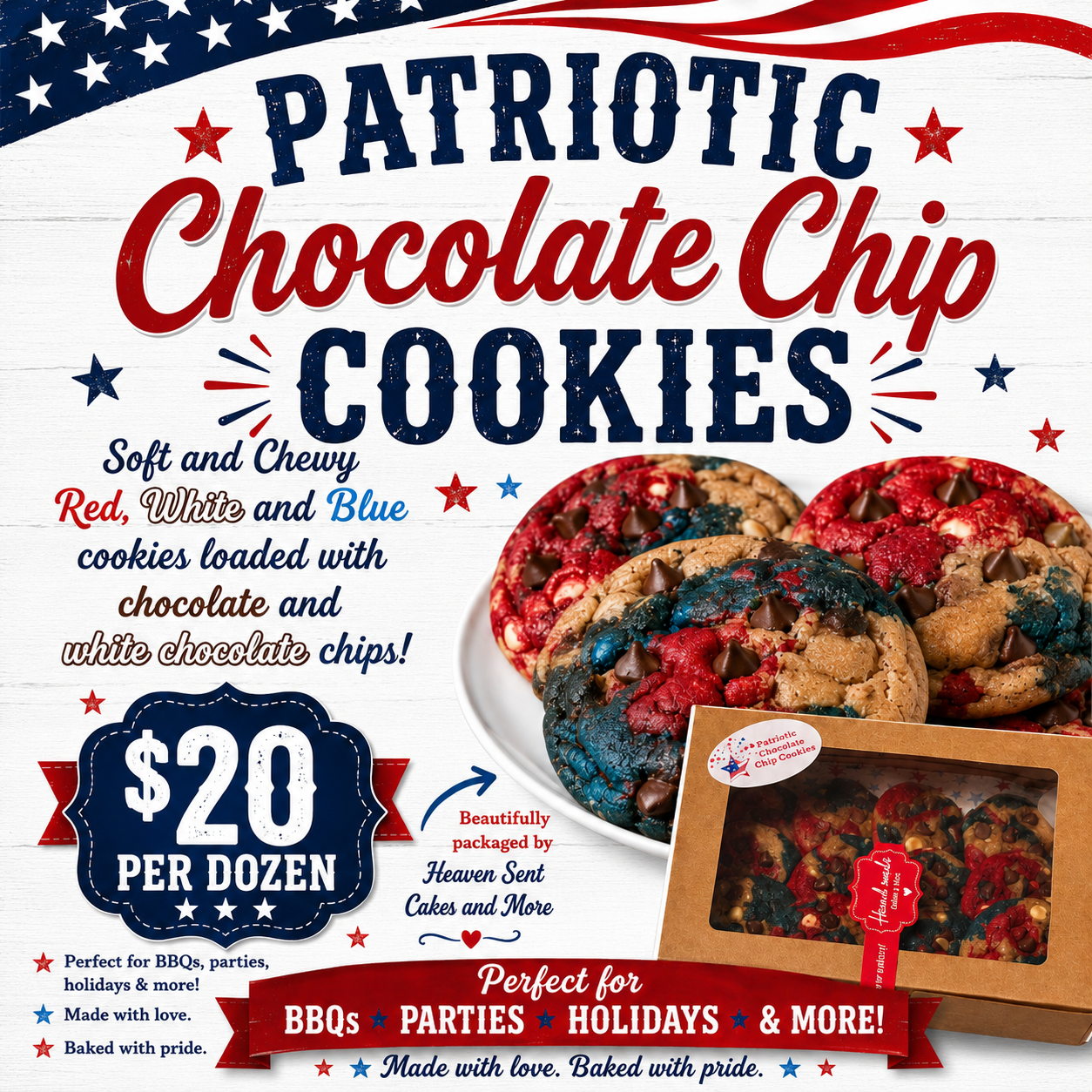 Patriotic Chocolate Chip Cookies
