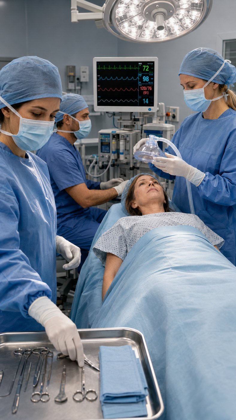 Surgical team performing a precise procedure in an operating room.
