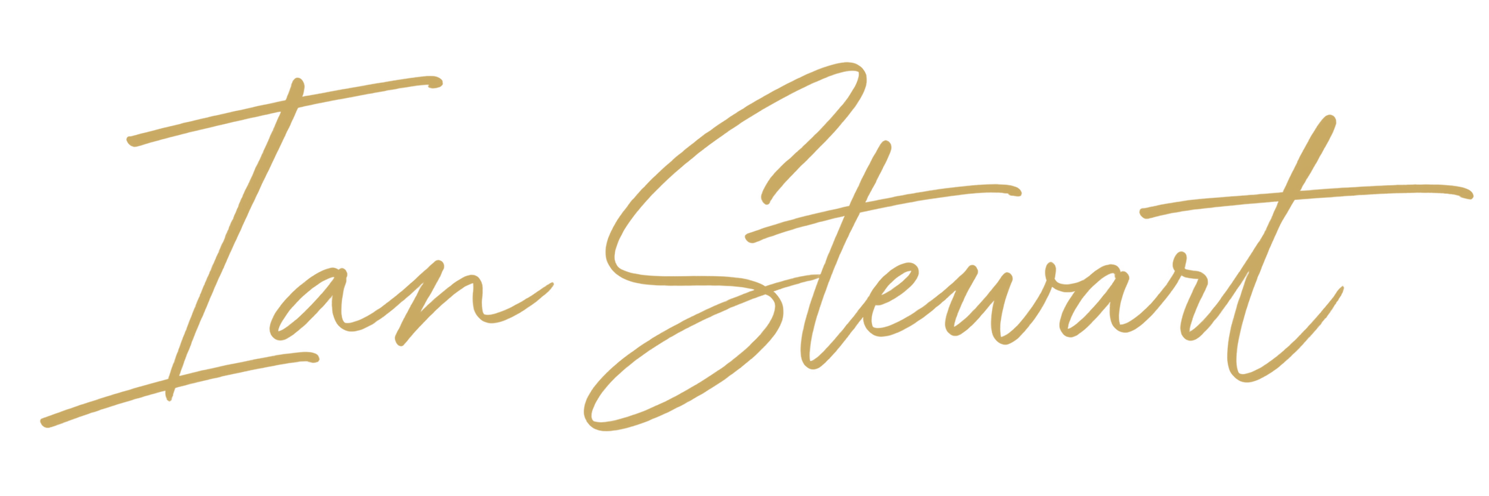 Stylized gold cursive text reading "Ian Stewart" on a black background.