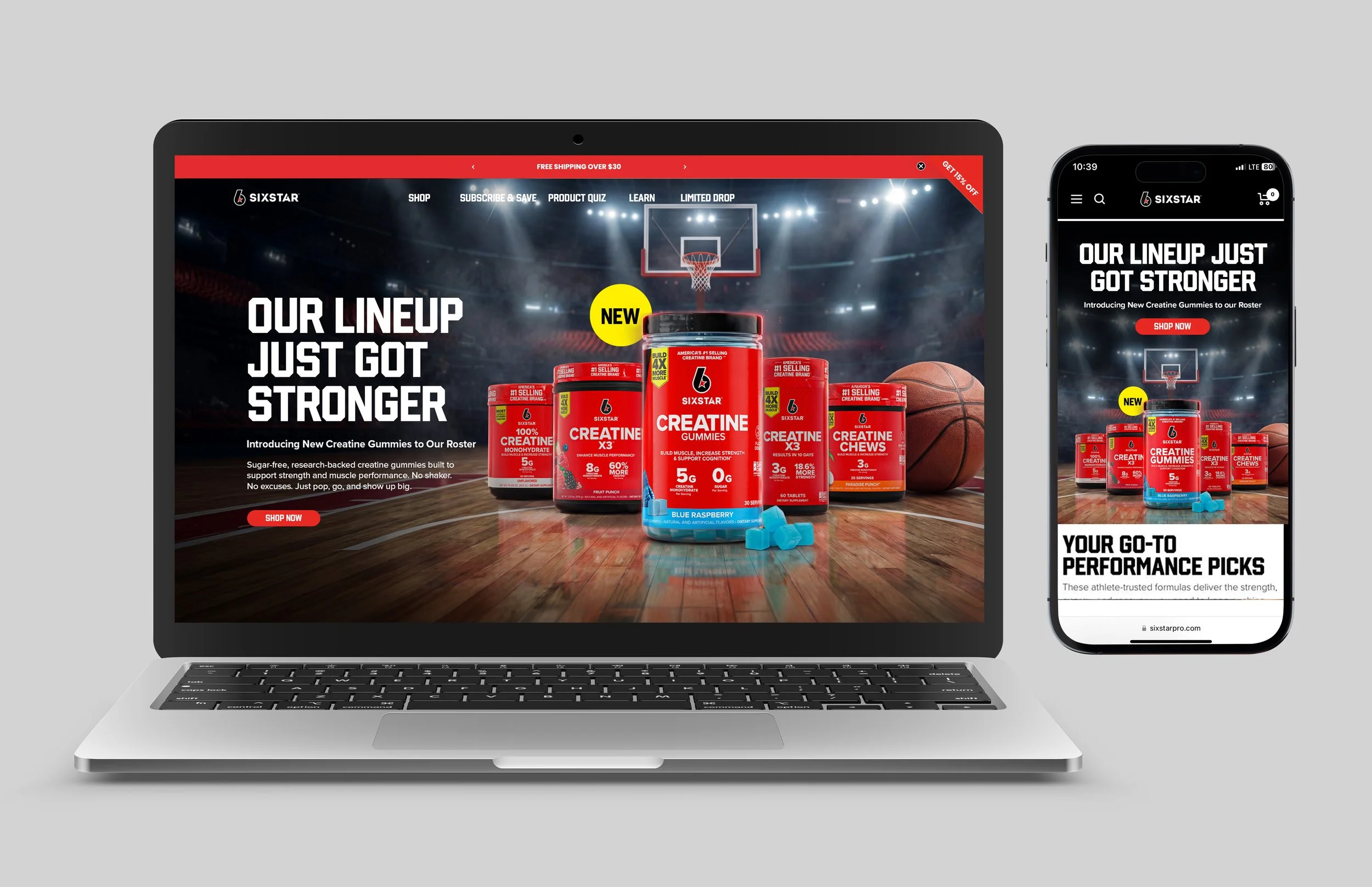 SixStar Creatine Gummies Launch website hero graphic