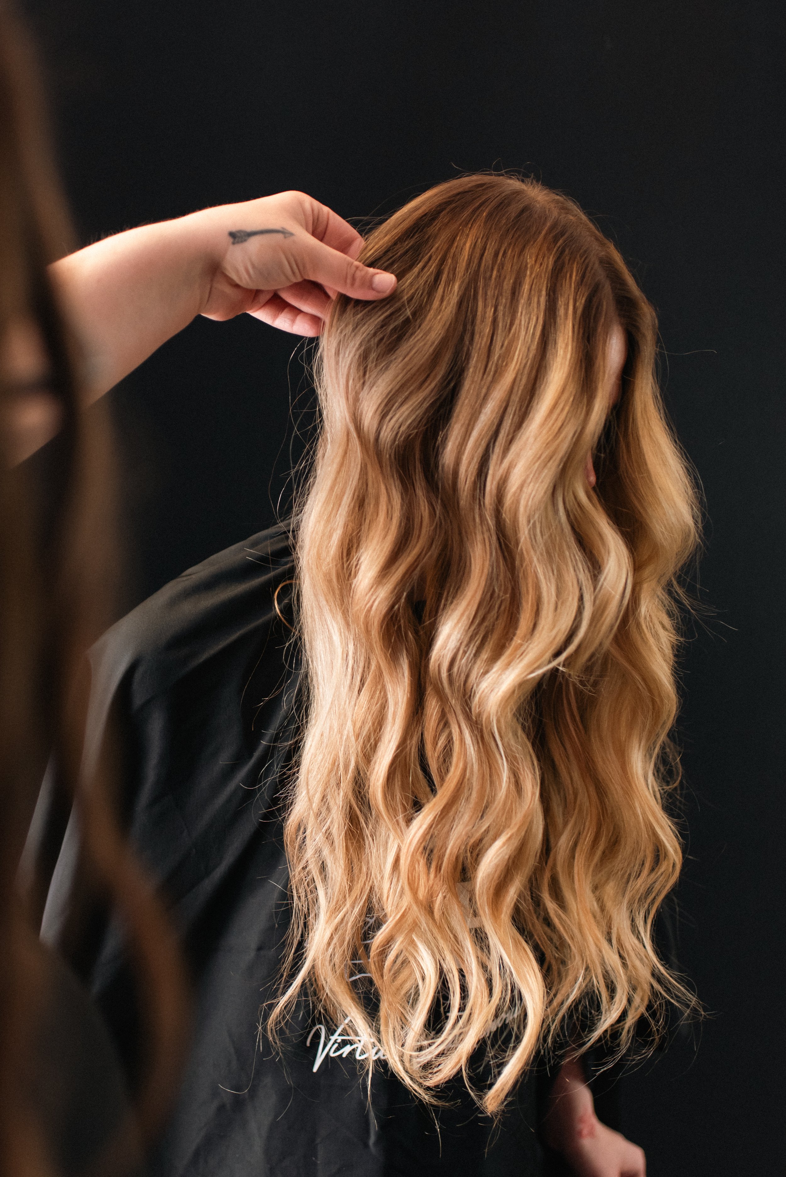 blonde blended balayage with a haircut and styled