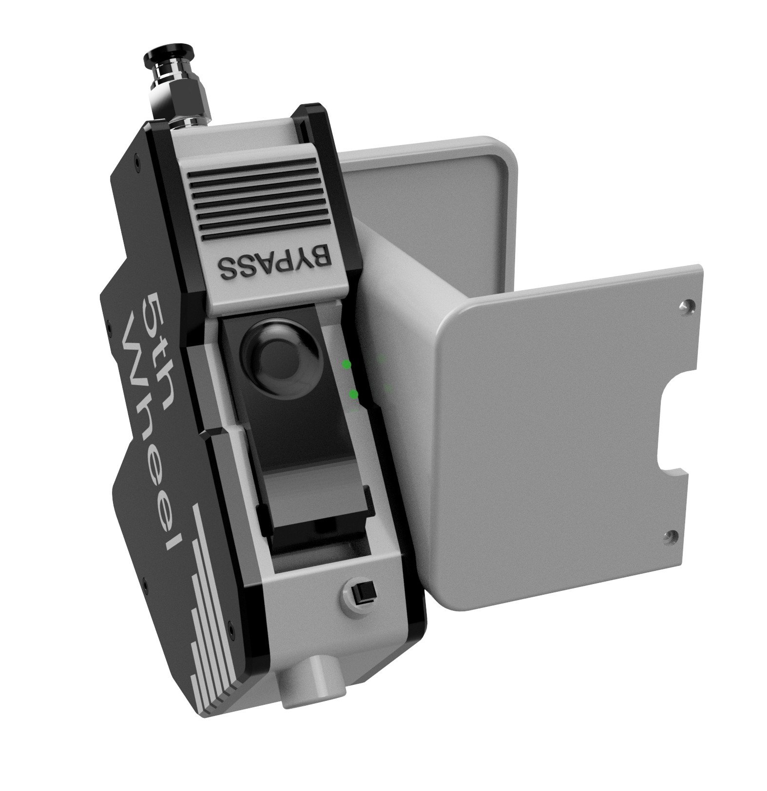 Close-up of a black and gray filament handler featuring a view of the controls.