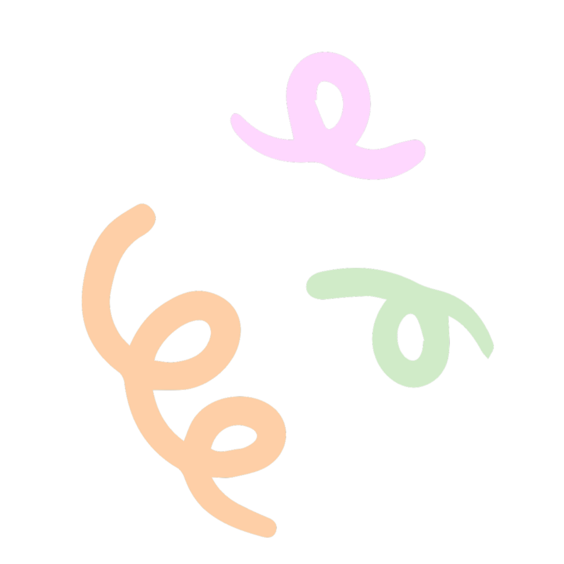 Colorful shapes in different pastel colors.