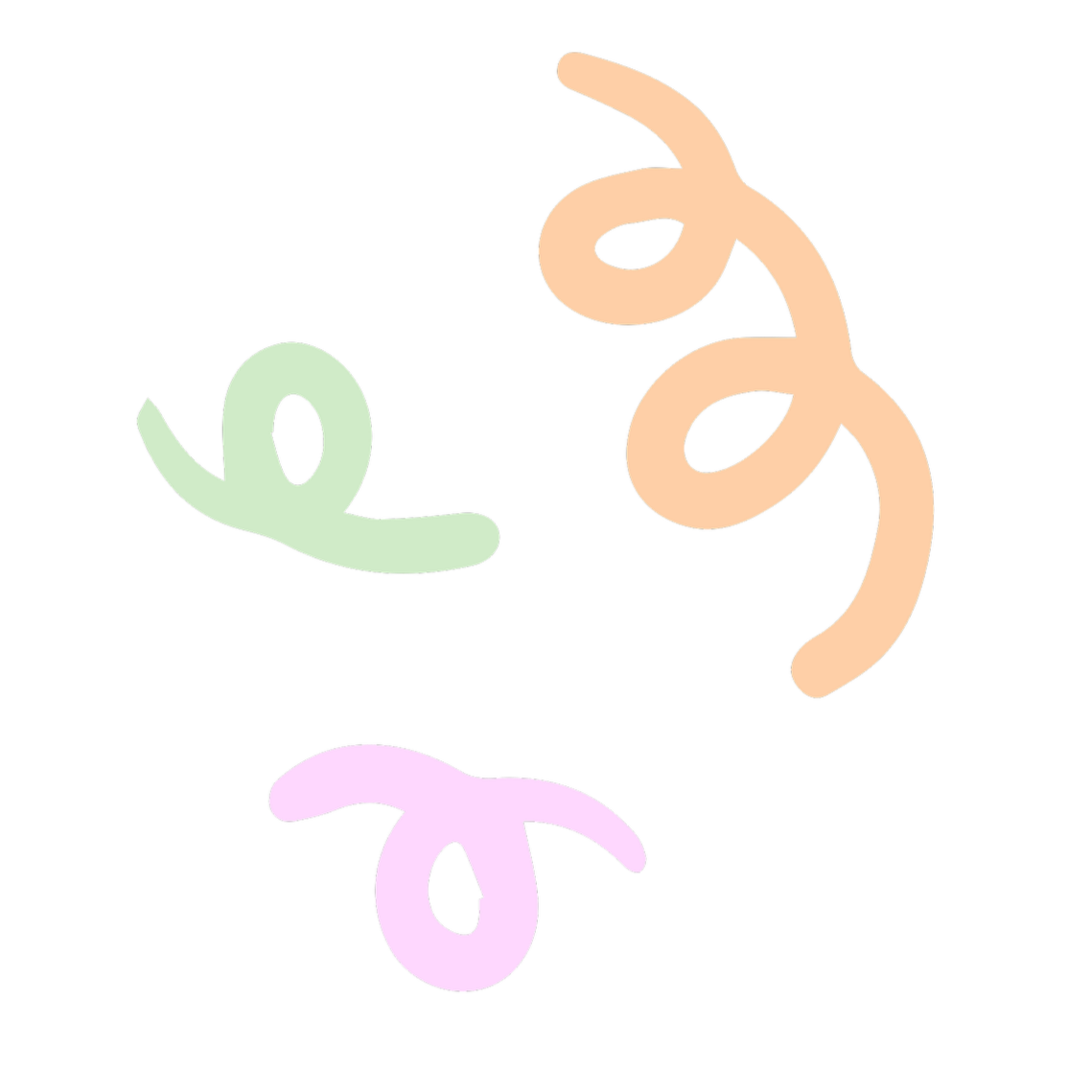 Colorful shapes in different pastel colors.