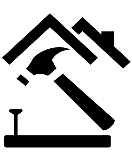Building and Maintenance illustration icon, a hammer and a house