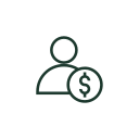 Outline of a person with a dollar sign