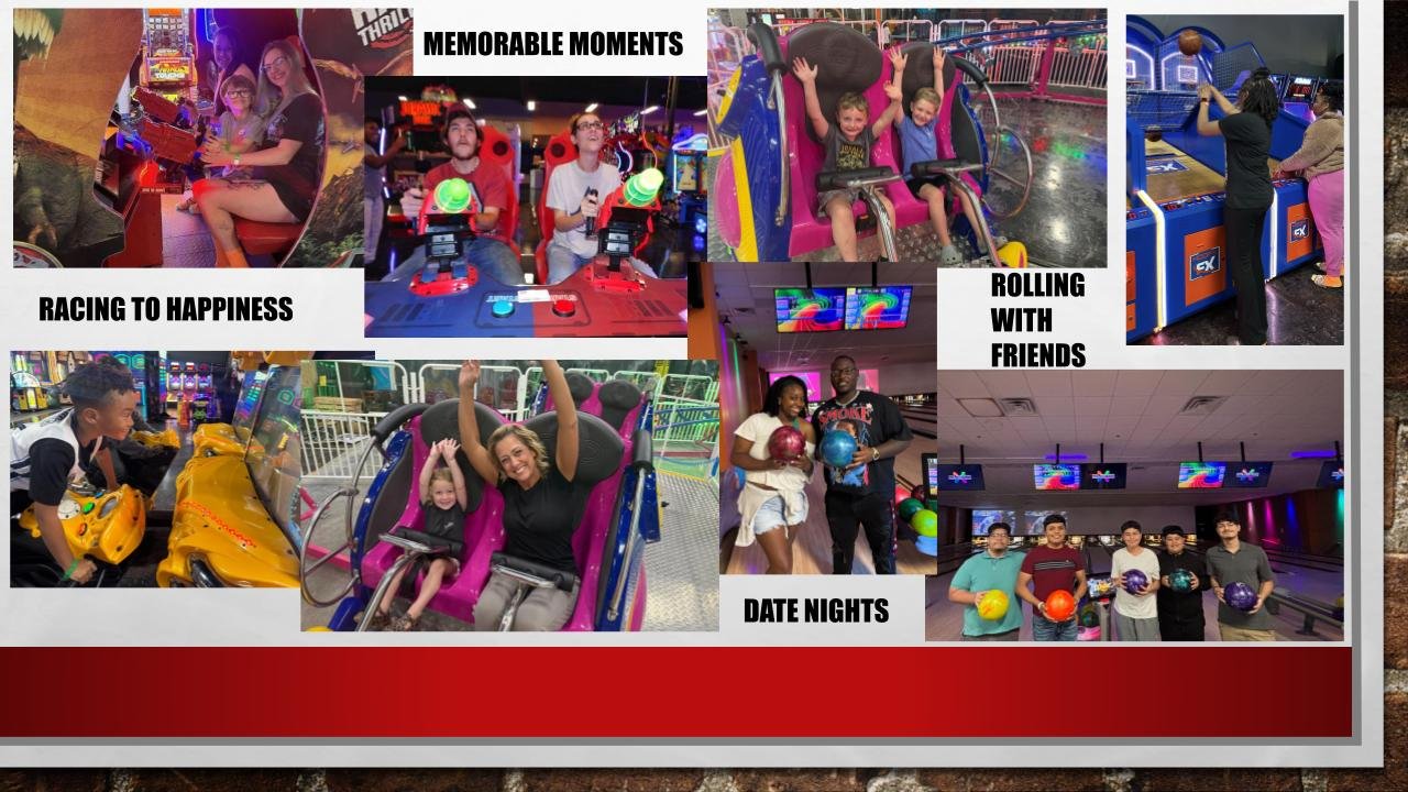 BOWLING, TRAMPOLINE, COASTER, RIDES, ARCADE GAMES, ROLLER COASTER