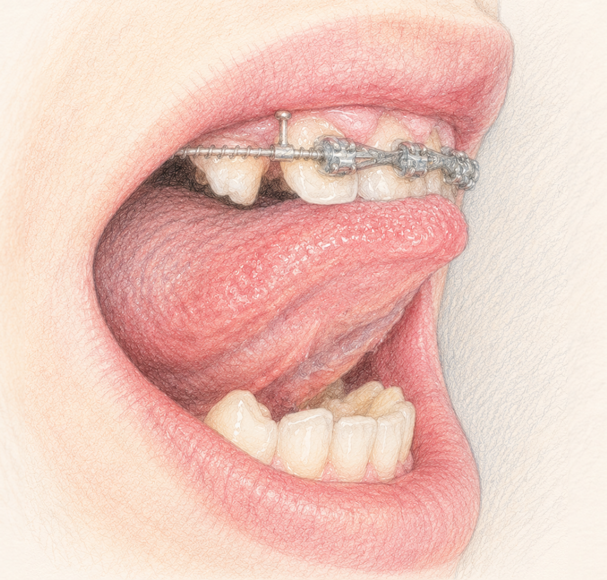 Medical illustration showing tongue mobility after lingual frenectomy.
