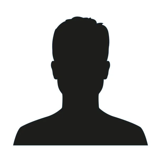 Silhouette of a person's head and shoulders against a white background.