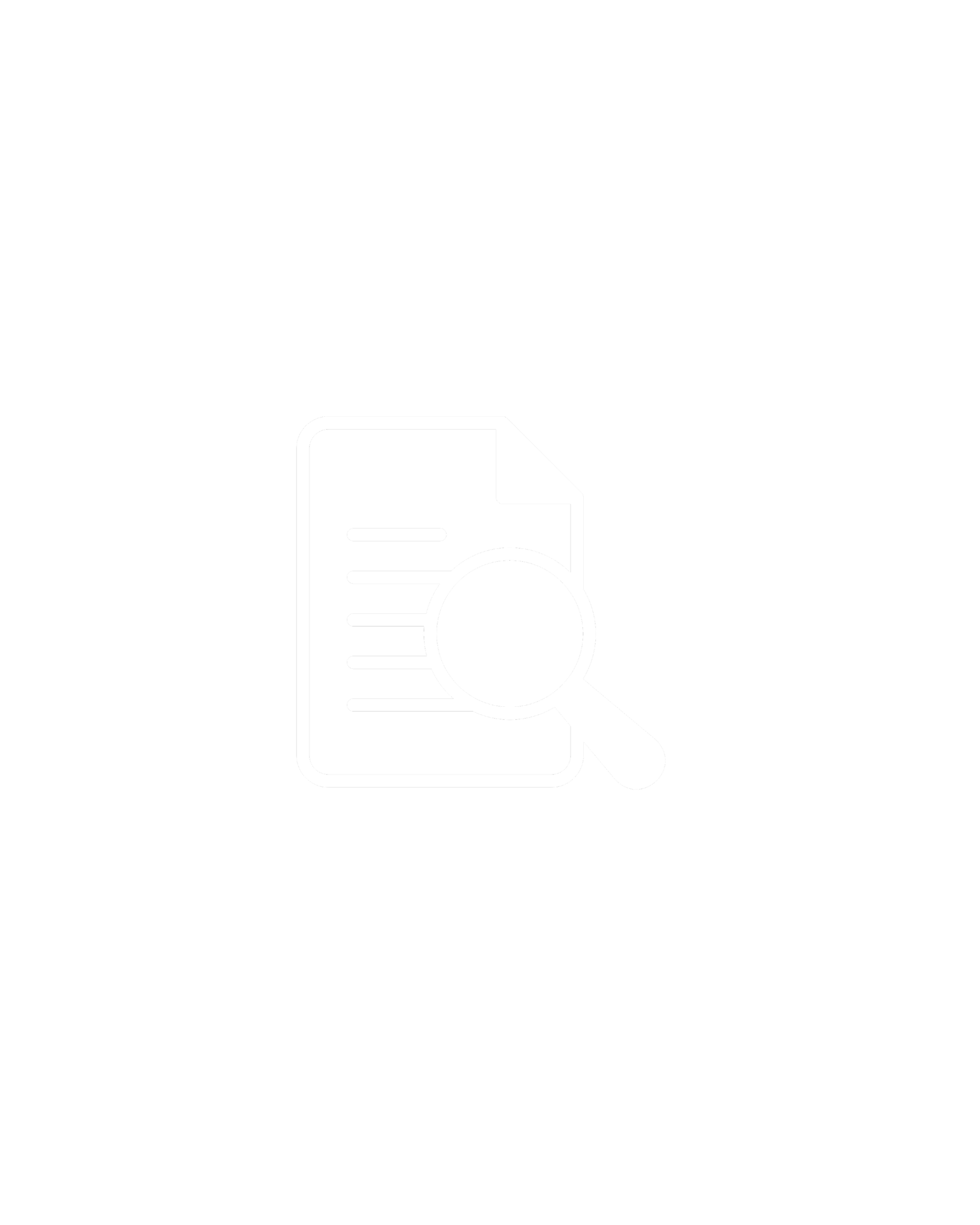 Outline of a document with a magnifying glass over it.