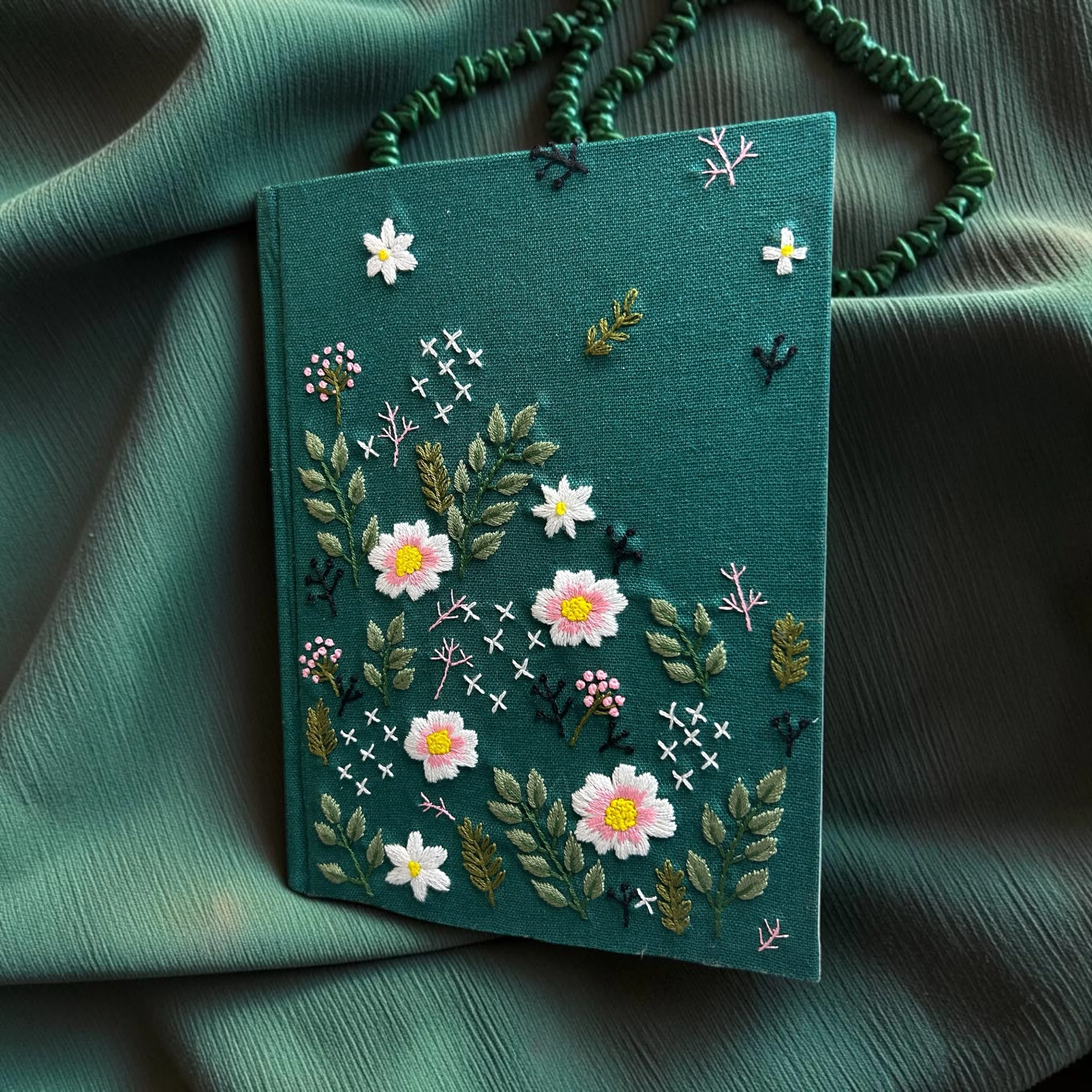 Hand Embroidered Floral Notebook