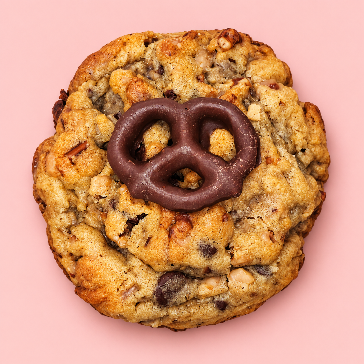 Caramel-Stuffed Chocolate Toffee Pretzel Cookie