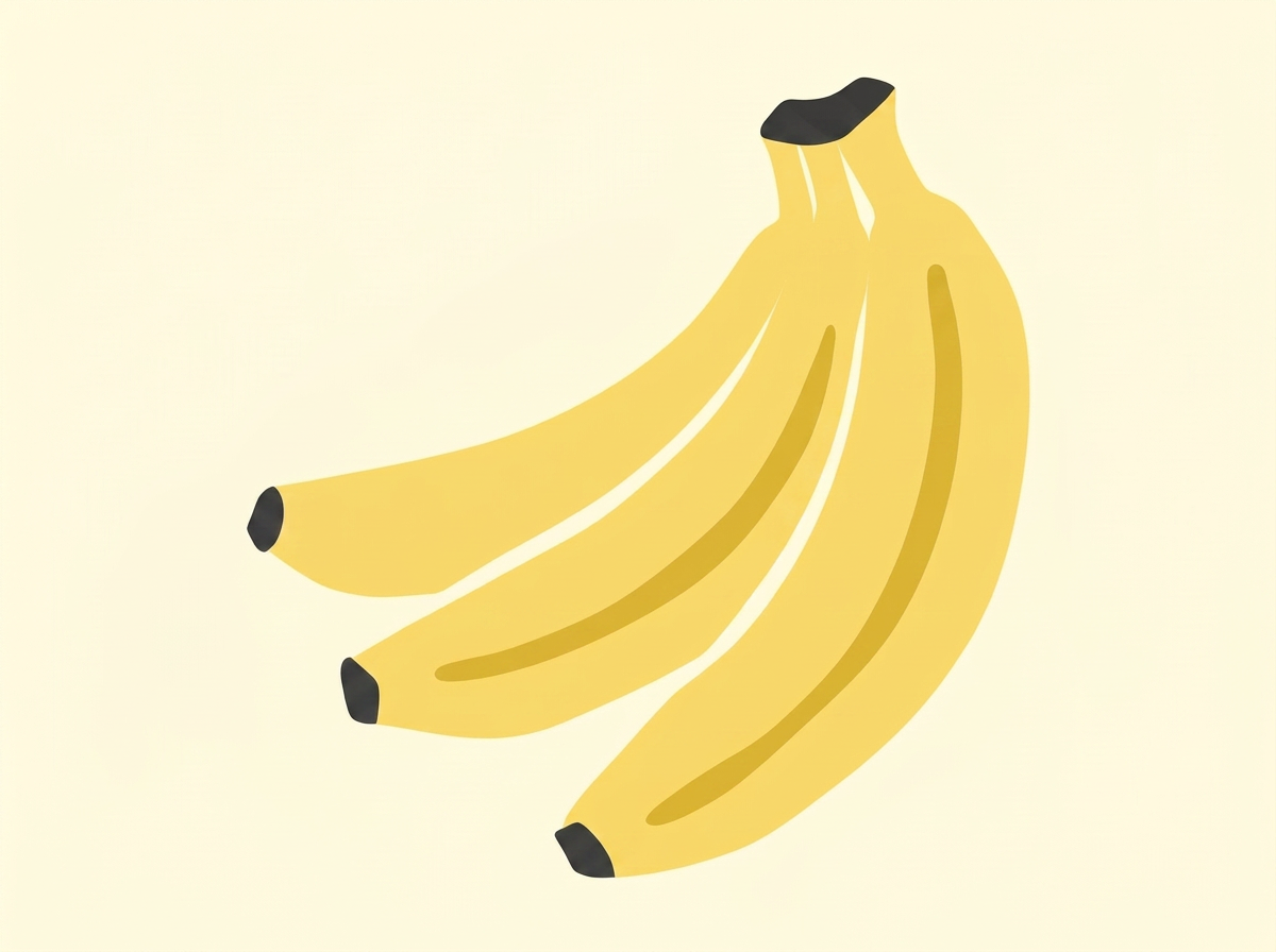 Illustration of a bunch of bananas on a light yellow background.