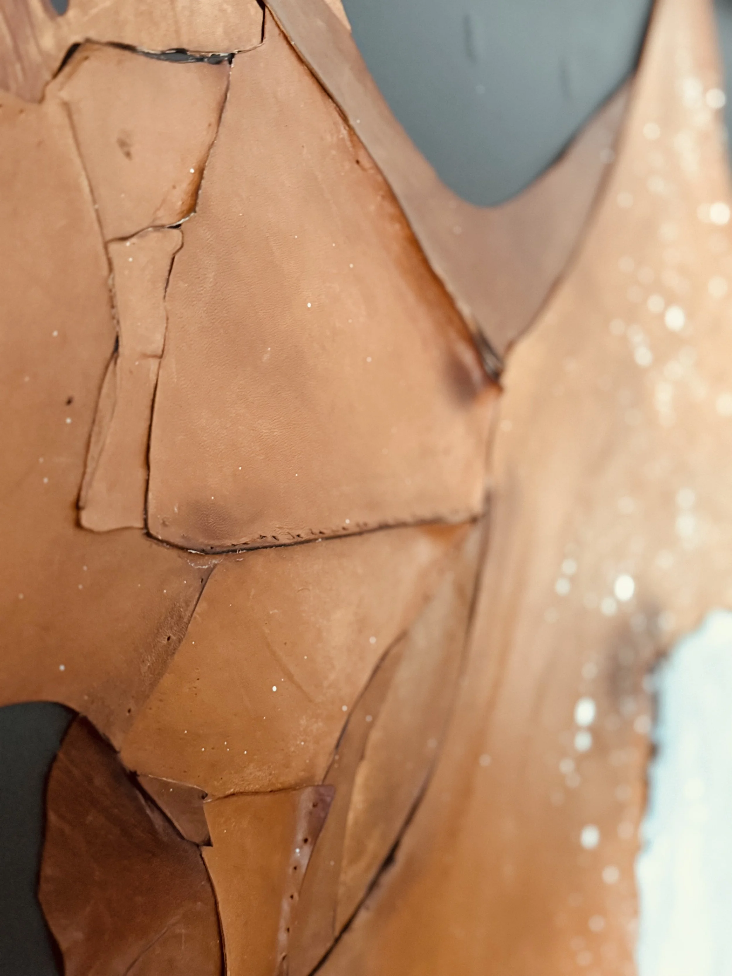 Surface detail from Thin Skin by Michelle Gow, revealing tension, fragility and wear.