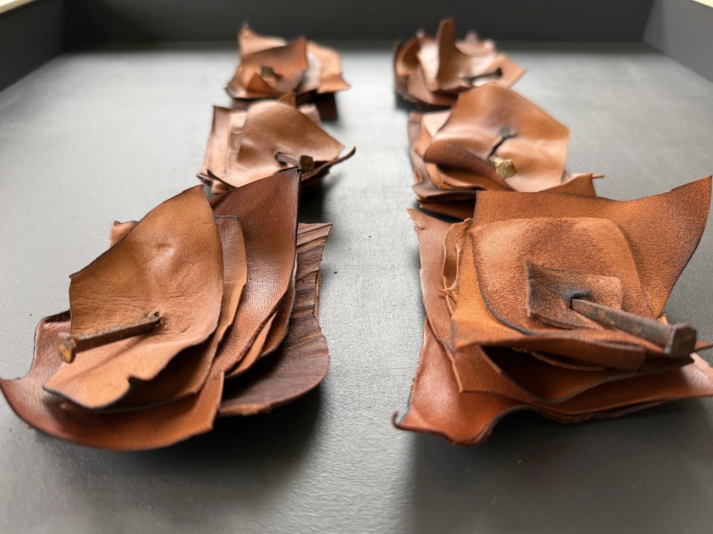 Detail of layered leather elements from Scar Tissue by Michelle Gow.