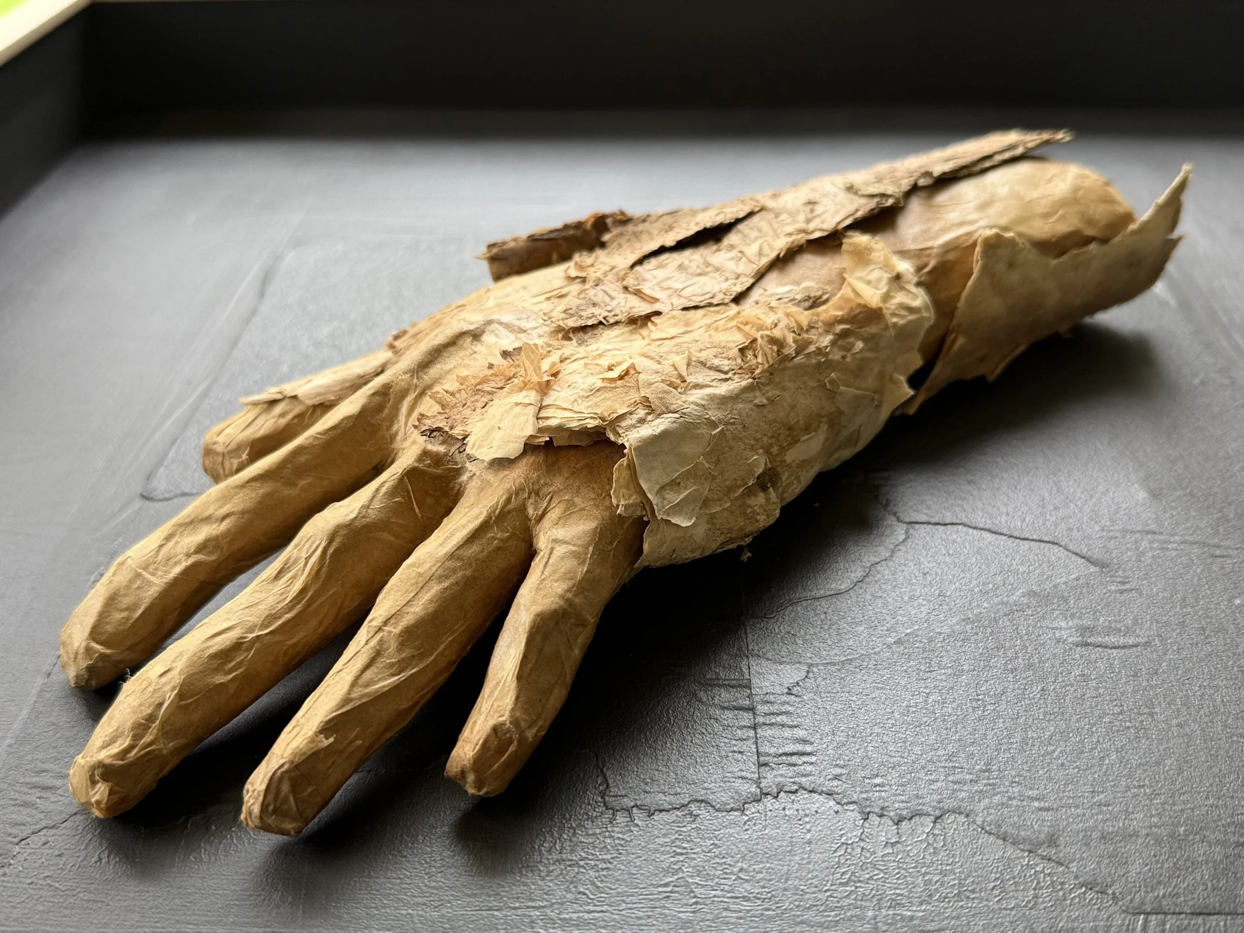 Detail of sculptural hand form from Release by Michelle Gow.