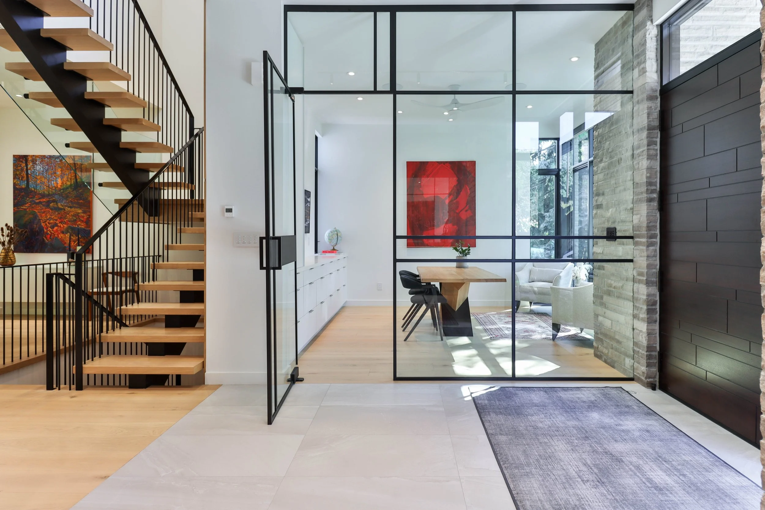 Luxury modern home office with sleek architectural styling.