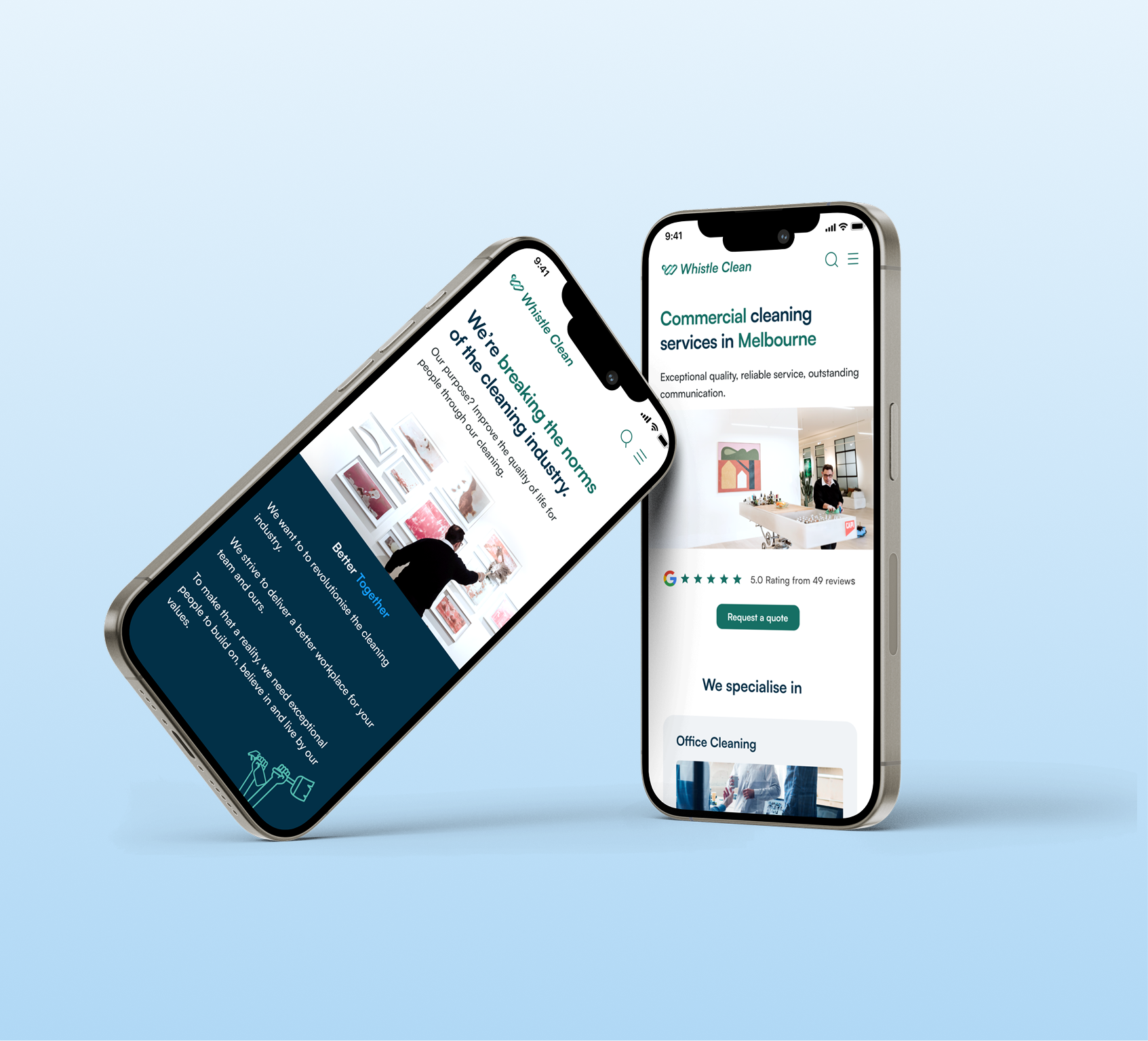 Whistle Clean mobile homepage showcasing a clear service message and improved user understanding.